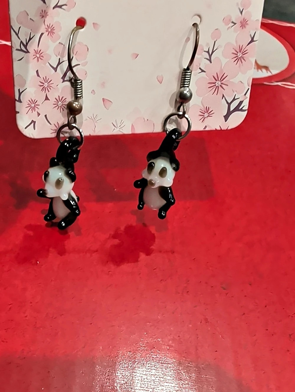 Panda Dangle Earrings in Black & White
